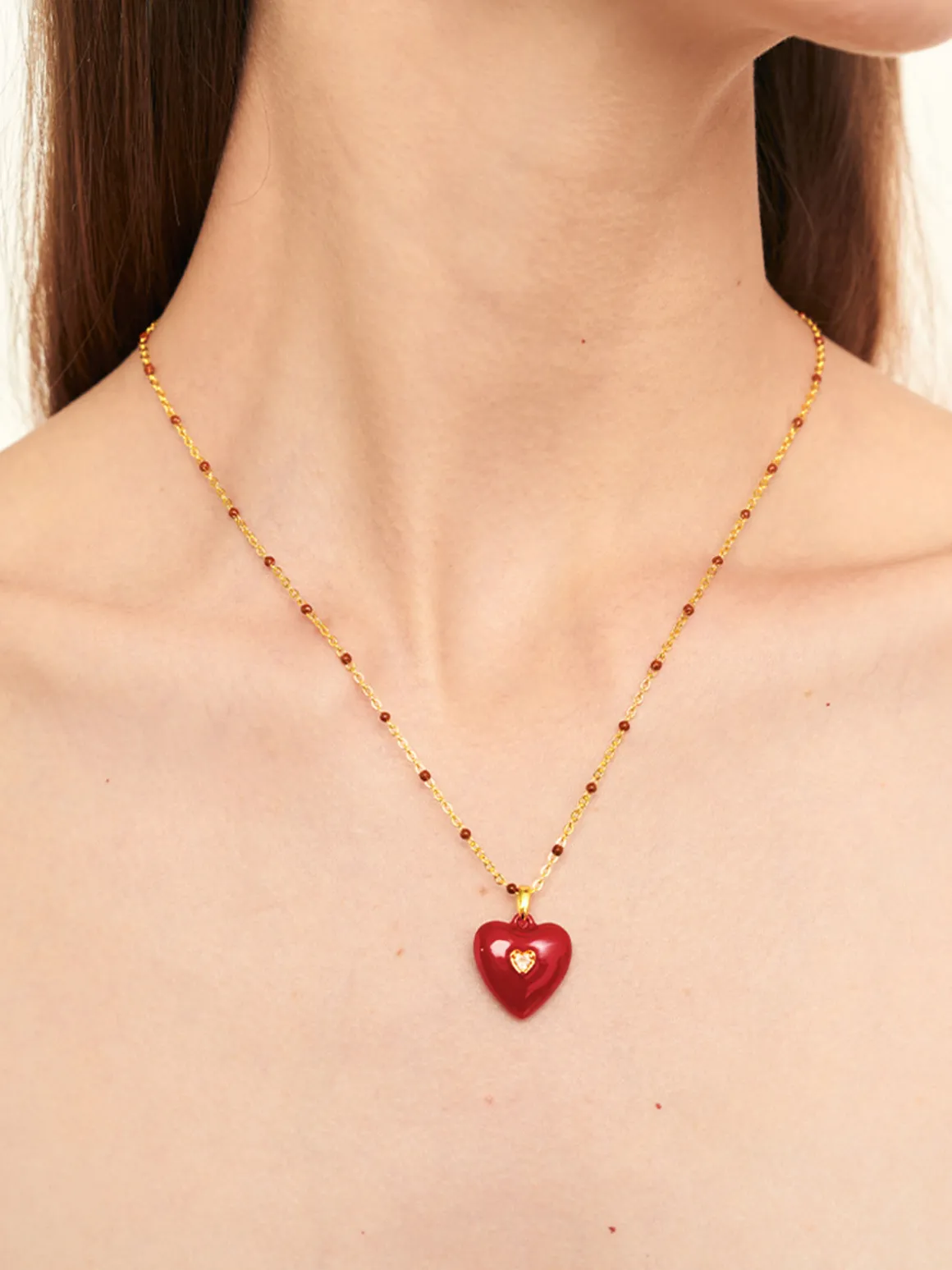 Vintage Red Heart Necklace