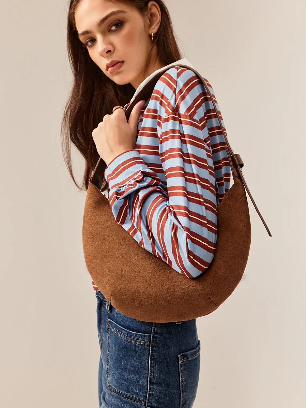 Vintage Soft-Buckle Crescent Bag