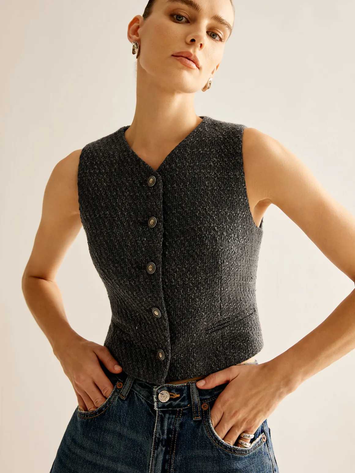Vintage Tweed Breasted Vest
