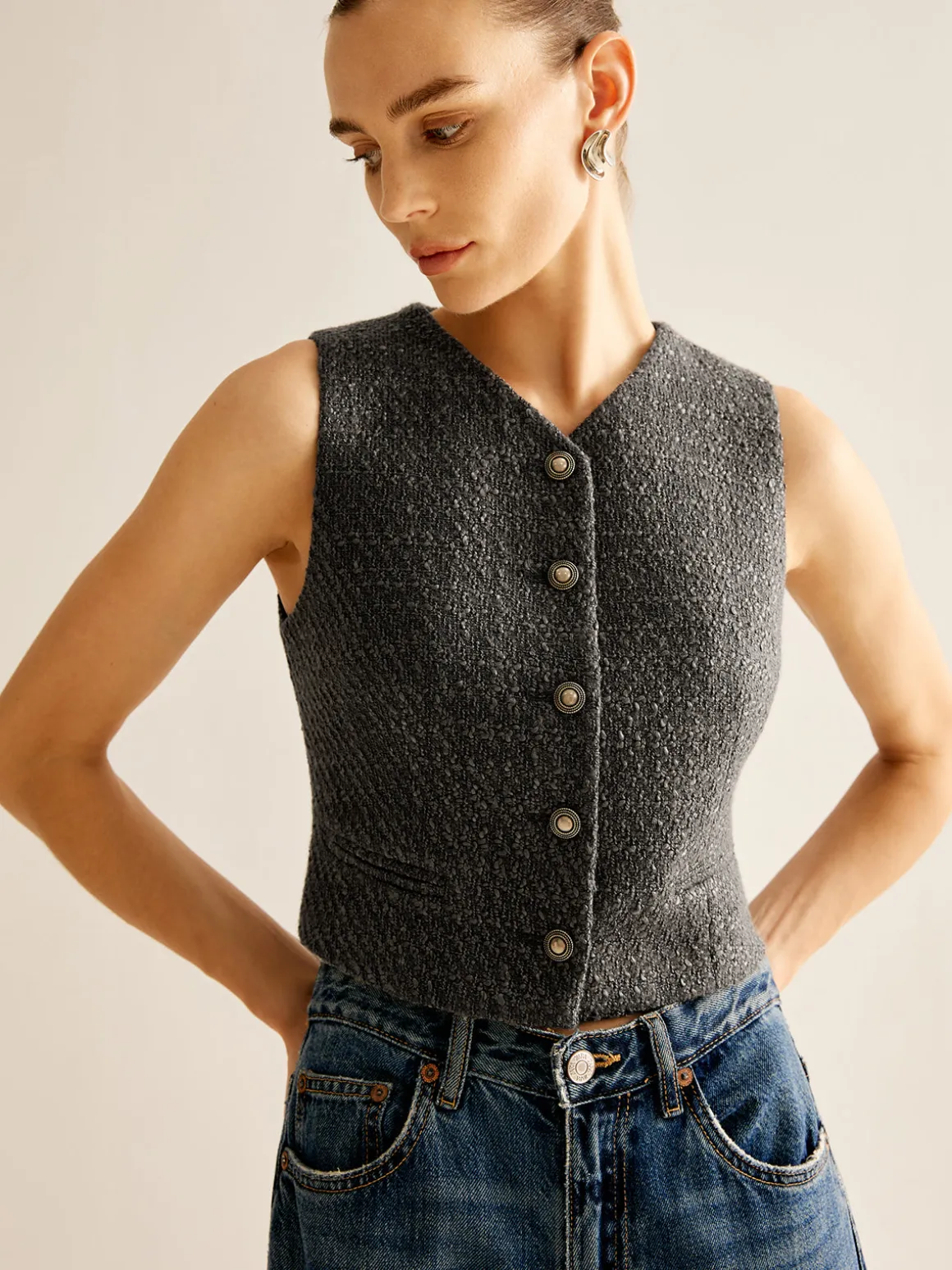 Vintage Tweed Breasted Vest