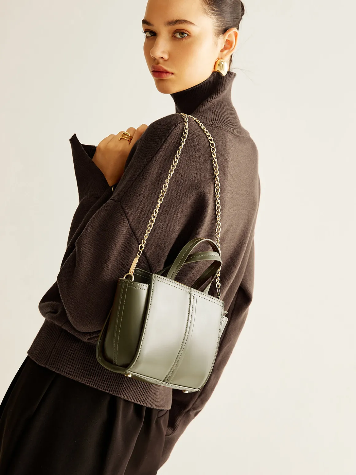 Vintage Two Way Zipper Handbag