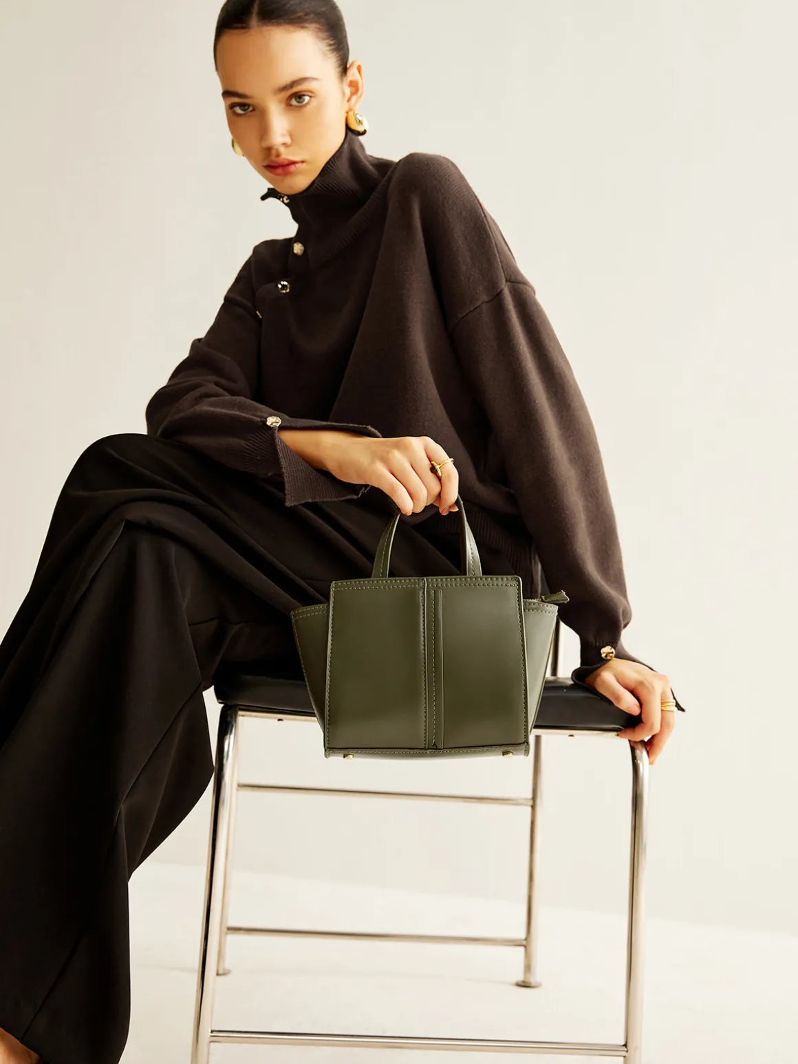 Vintage Two Way Zipper Handbag