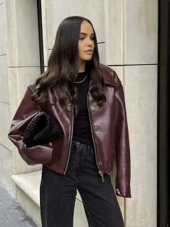 Vintage Zipper Faux Leather Jacket