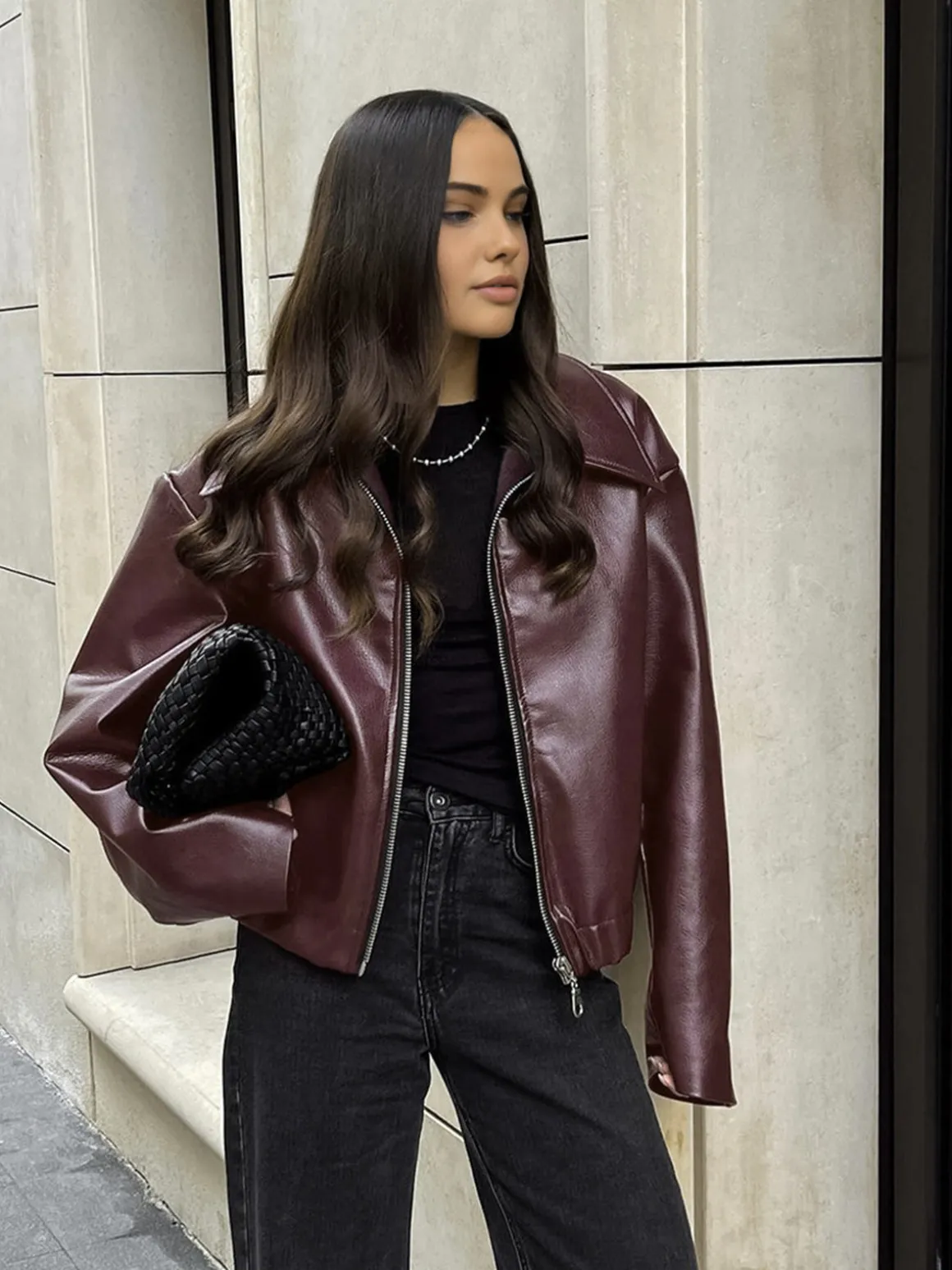 Vintage Zipper Faux Leather Jacket