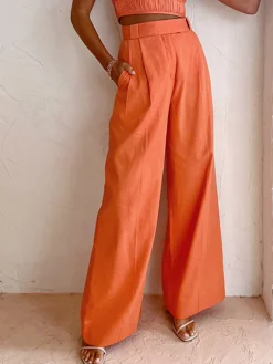 Vitamin C Linen Cotton Wide Leg Pants