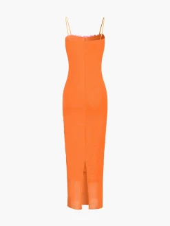 Vitamin C Mesh Lace Trim Long Dress