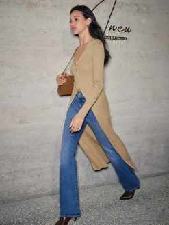 V-Neck Breasted Long Cardigan