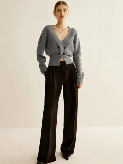 V-Neck Button Cinched Cardigan