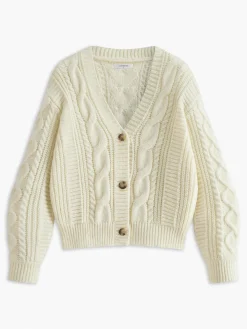 V-Neck Button Mechanism Cable Cardigan