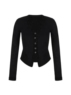 V-Neck Button Petite Blouse