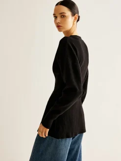V-Neck Button Slit Cardigan