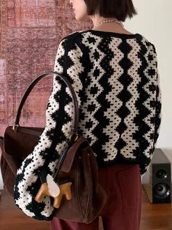 V-Neck Chevron Breasted Cardigan