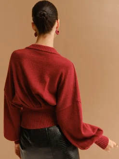 V-Neck Cinched Waist Button Cardigan