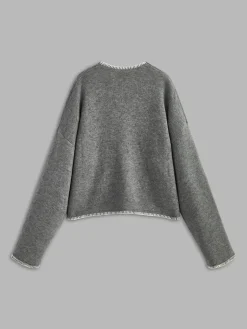 V-Neck Contrast Trim Knit Top