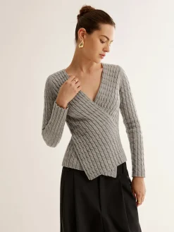 V-Neck Criss Cross Knit Top