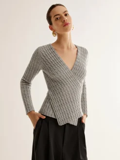 V-Neck Criss Cross Knit Top
