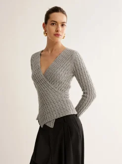 V-Neck Criss Cross Knit Top