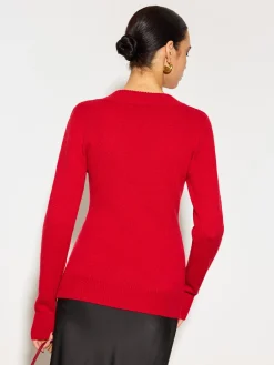 V-Neck 3D Flower Skinny Knit Top