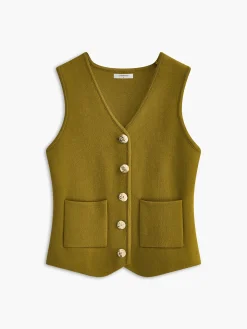 V-Neck Metal-Breasted Jersey Vest