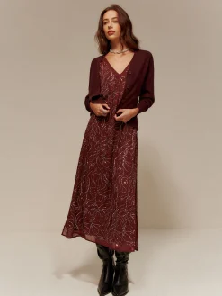 V-Neck  Rhinestone Split Tank Dress