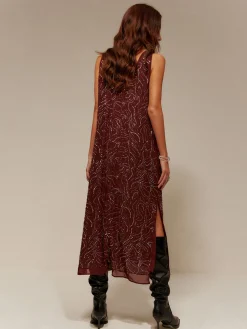 V-Neck  Rhinestone Split Tank Dress