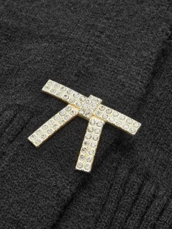 V-Neck Rhinestone-Bow Cardigan