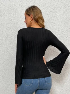 V-Neck Ruffle Slim Top