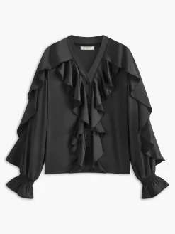 V-Neck Ruffle Thin Blouse
