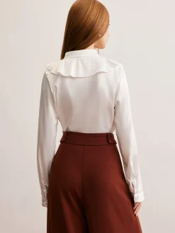 V-Neck Ruffle Thin Shirt