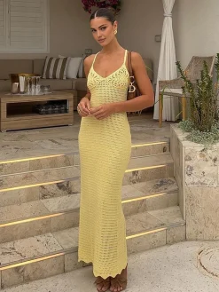 V-Neck Spaghetti Strap Sweater Long Dress