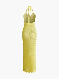 V-Neck Spaghetti Strap Sweater Long Dress