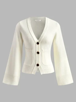 V-Neck Split Button Cardigan