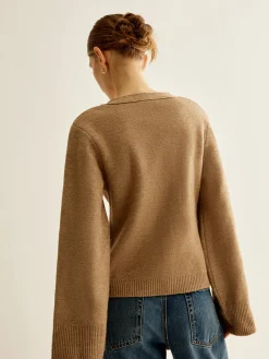 V-Neck Split Button Cardigan