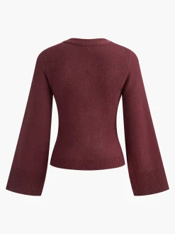 V-Neck Split Button Cardigan