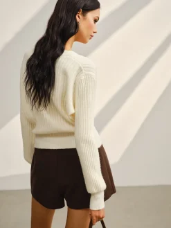 V-Neck Split Short Sweater
