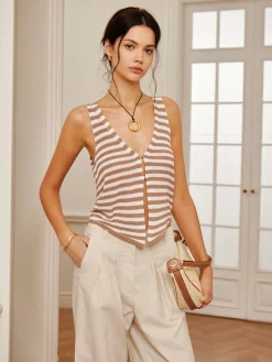 V-Neck Striped Sweater Vest
