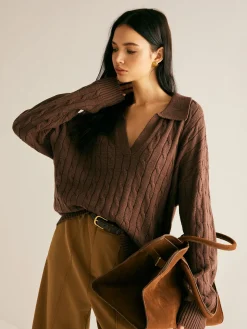 V-Neck Twist Lapel Sweater