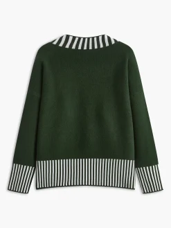 V-Neck Two-Tone Striped Sweater
