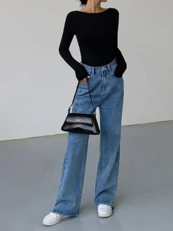 V-Shape Open Back Long Sleeve Shirt