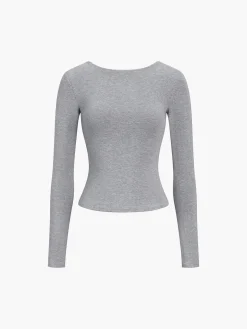 V-Shape Open Back Long Sleeve Shirt