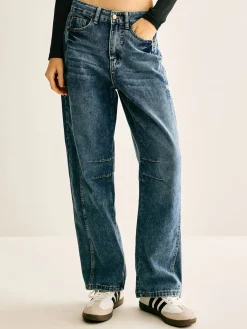 Washed Denim Scimitar Jeans