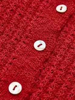 Wave Trim Breasted Cardigan
