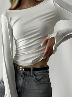 Wave Trim Skinny Piping Jersey Top