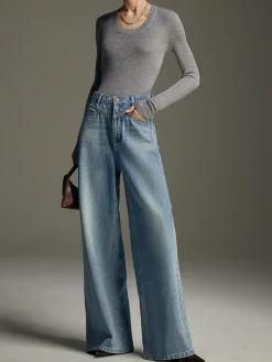 Wide-Leg Denim Jeans