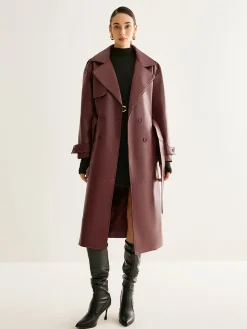 Windproof PU Leather Long Jacket