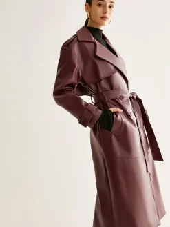 Windproof PU Leather Long Jacket