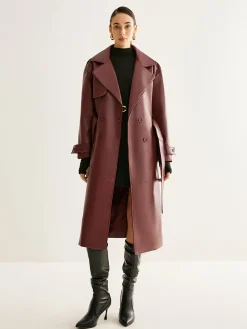 Windproof PU Leather Long Jacket