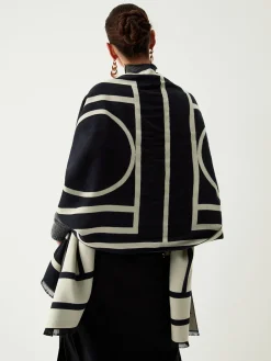Wool Blend Geometric Pattern Scarf