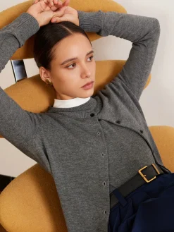 Wool-Blend Breasted Cardigan