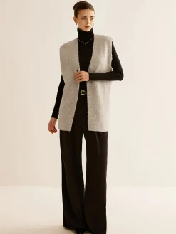 Wool-Blend Breasted Sweater Vest